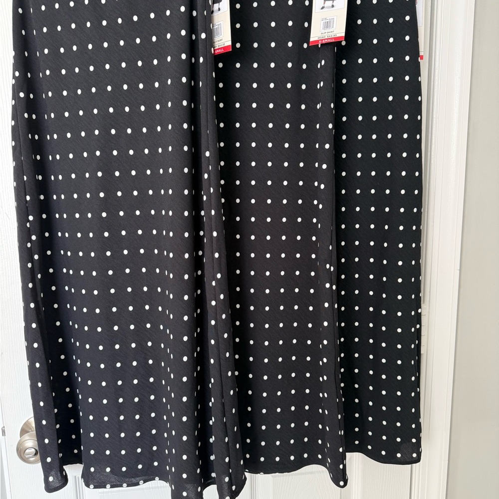 Aeropostale Black A-Line Skirt with White Polka Dots, NWT
